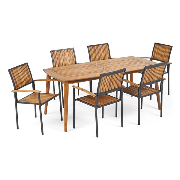gdf studio Theresa Outdoor 6 Seater Acacia Wood Dining Set