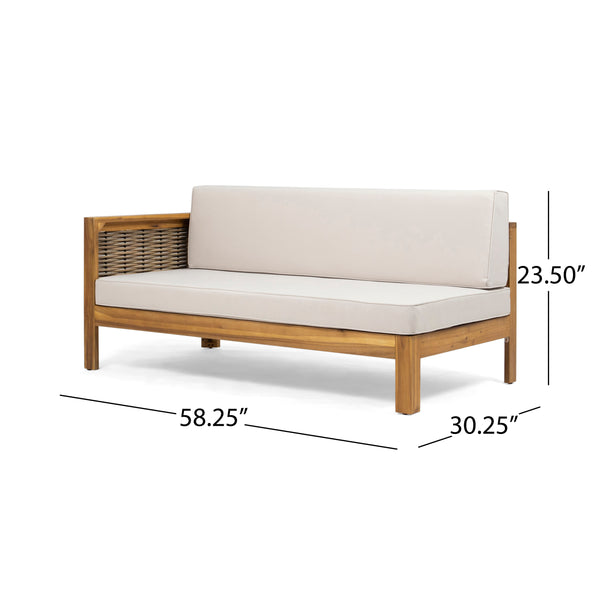 Gdf Studio Theresa Outdoor Wood And Wicker 5 Seater Sectional Sofa Set