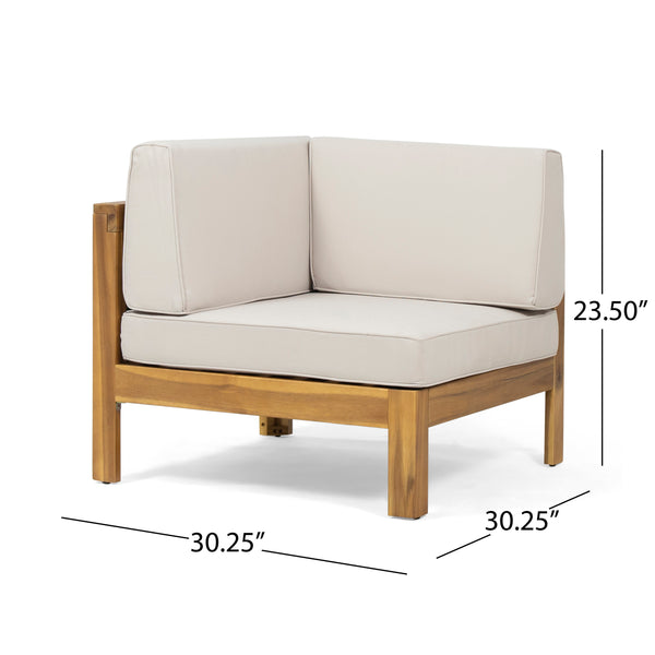 Gdf Studio Theresa Outdoor Wood And Wicker 5 Seater Sectional Sofa Set