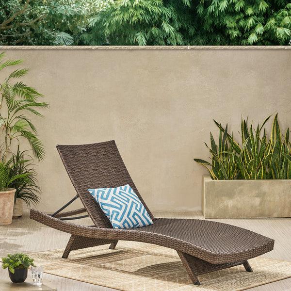Gdf Studio Thira Outdoor Modern Adjustable Wicker Chaise Lounge Chair