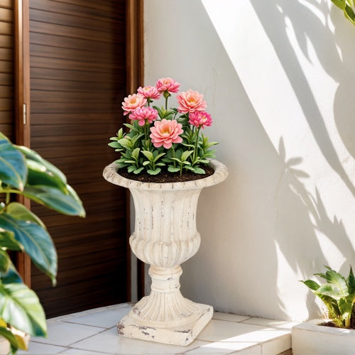 Gdf Studio Thorven Outdoor MGO Garden Urn Antique White
