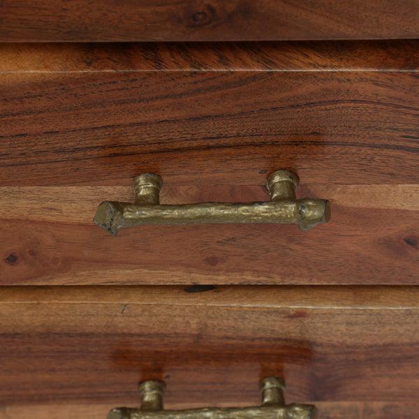 Gdf Studio Tift Terrell Handcrafted Boho Acacia Wood 3 Drawer Nightstand