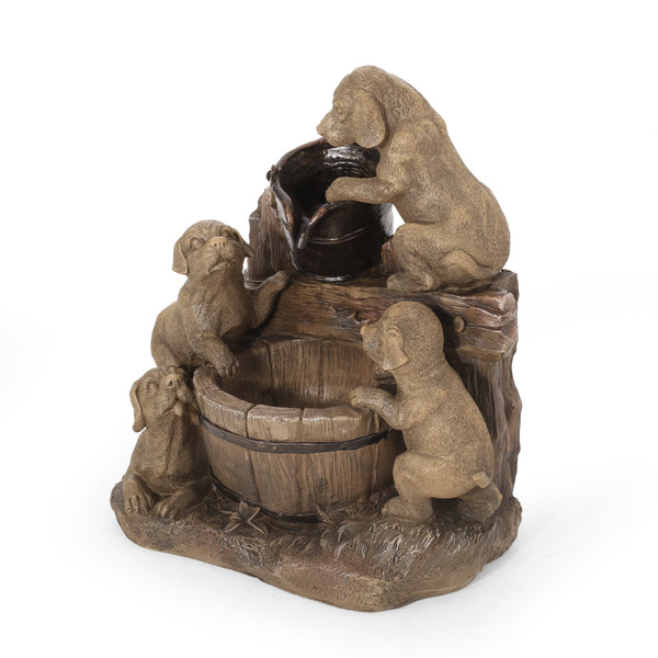 Gdf Studio Tignall Outdoor Puppy Fountain Light Brown