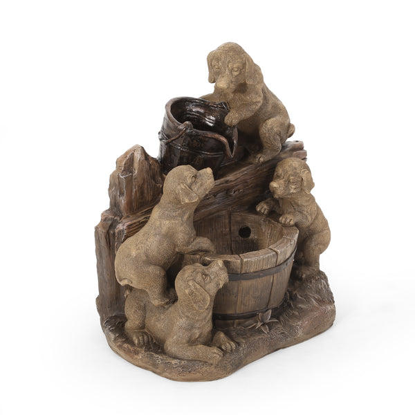 gdf studio Tignall Outdoor Puppy Fountain Light Brown