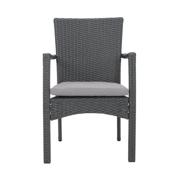 Gdf Studio Tigua Outdoor Grey Wicker Dining Chair With Cushions (Set Of 2)
