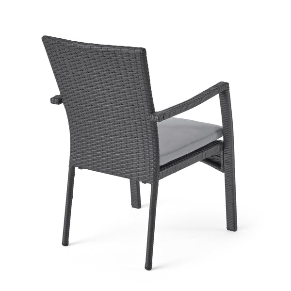 Gdf Studio Tigua Outdoor Grey Wicker Dining Chair With Cushions (Set Of 2)