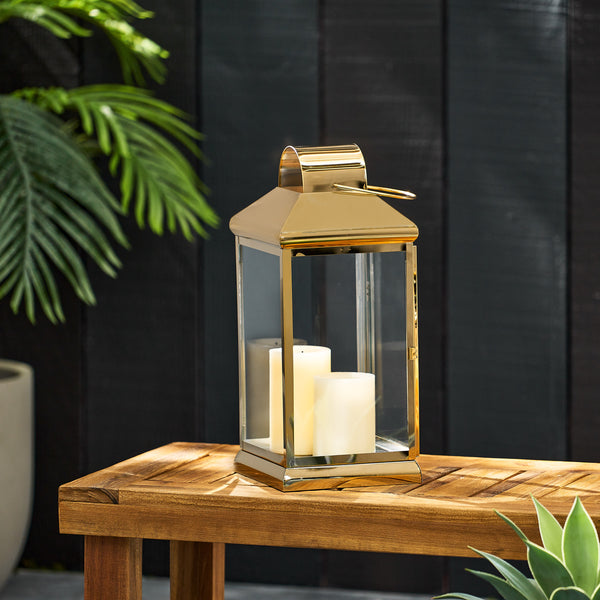 gdf studio Tilson 16" Modern Stainless Steel Lantern