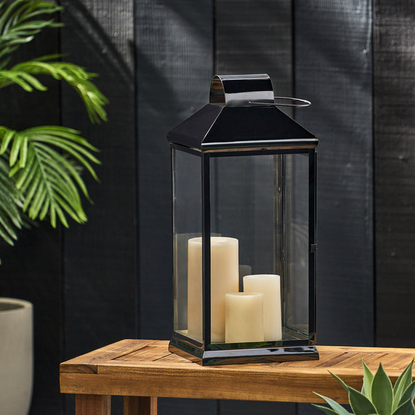 gdf studio Tilson 22" Modern Stainless Steel Lantern