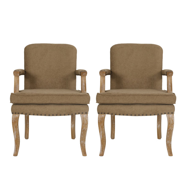 Gdf Studio Tim French Country Dining Arm Chair With Nailhead Trim Set Of 2