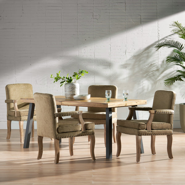 gdf studio Tim French Country Dining Arm Chair with Nailhead Trim Set of 4