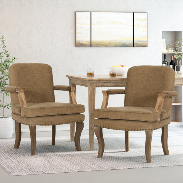 gdf studio Tim French Country Dining Arm Chair with Nailhead Trim Set of 2