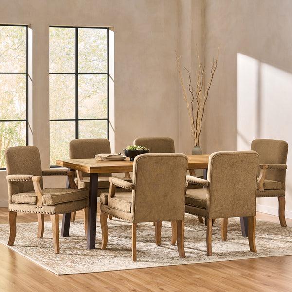 Gdf Studio Tim French Country Fabric Dining Arm Chair With Nailhead Trim Set Of 6