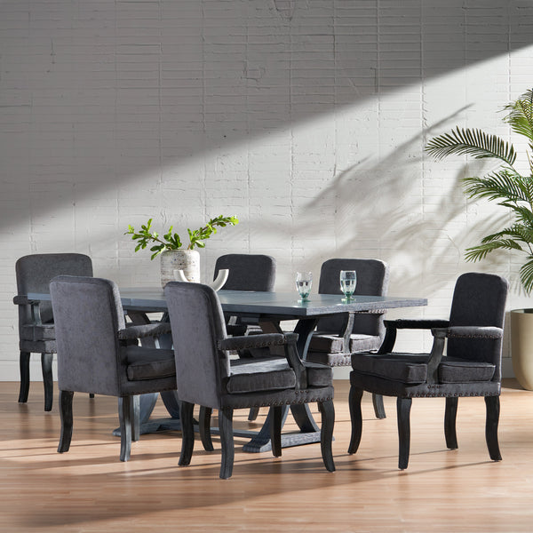 gdf studio Tim French Country Fabric Dining Arm Chair with Nailhead Trim Set of 6