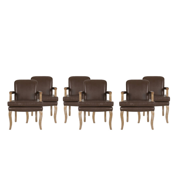 Gdf Studio Tim French Country Faux Leather Dining Arm Chair With Nailhead Trim Set Of 6