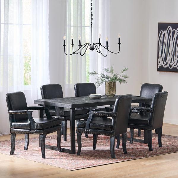 gdf studio Tim French Country Faux Leather Dining Arm Chair with Nailhead Trim Set of 6