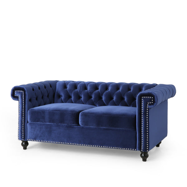 Gdf Studio Timber Modern Glam Tufted Loveseat With Nailhead Trim