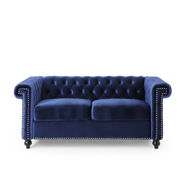 Gdf Studio Timber Modern Glam Tufted Loveseat With Nailhead Trim