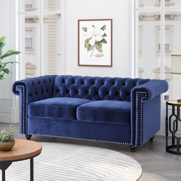 gdf studio Timber Modern Glam Tufted Loveseat with Nailhead Trim