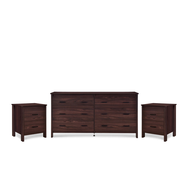 Gdf Studio Titeca Contemporary 3 Piece Double Dresser And Nightstand Set