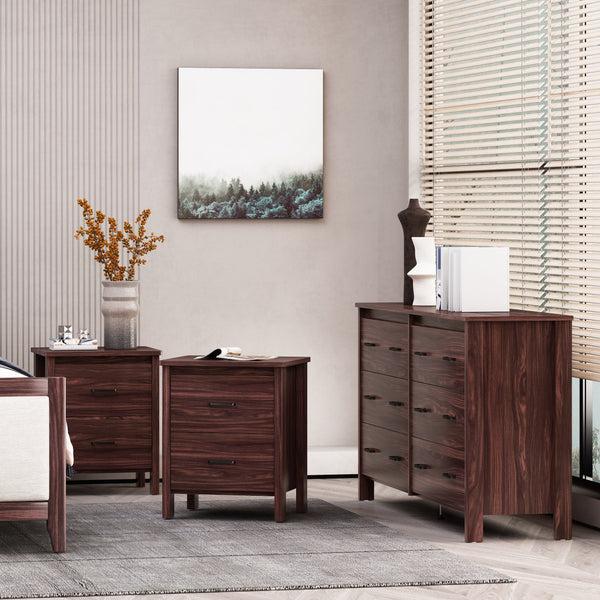 gdf studio Titeca Contemporary 3 Piece Double Dresser and Nightstand Set