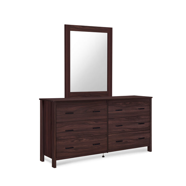 Gdf Studio Titeca Contemporary 6 Drawer Vanity Dresser With Rectangular Mirror