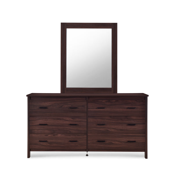 Gdf Studio Titeca Contemporary 6 Drawer Vanity Dresser With Rectangular Mirror