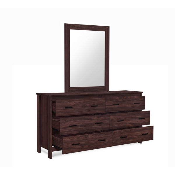 Gdf Studio Titeca Contemporary 6 Drawer Vanity Dresser With Rectangular Mirror