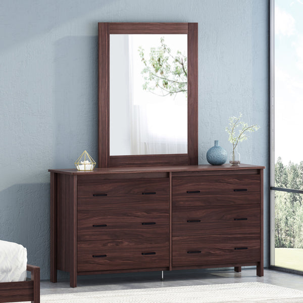 gdf studio Titeca Contemporary 6 Drawer Vanity Dresser with Rectangular Mirror