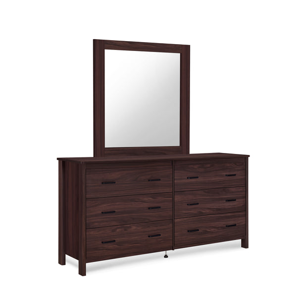 Gdf Studio Titeca Contemporary 6 Drawer Vanity Dresser With Square Mirror