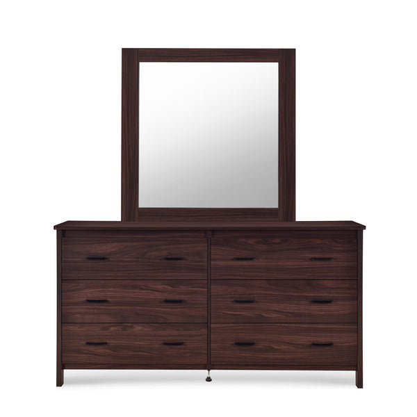 Gdf Studio Titeca Contemporary 6 Drawer Vanity Dresser With Square Mirror