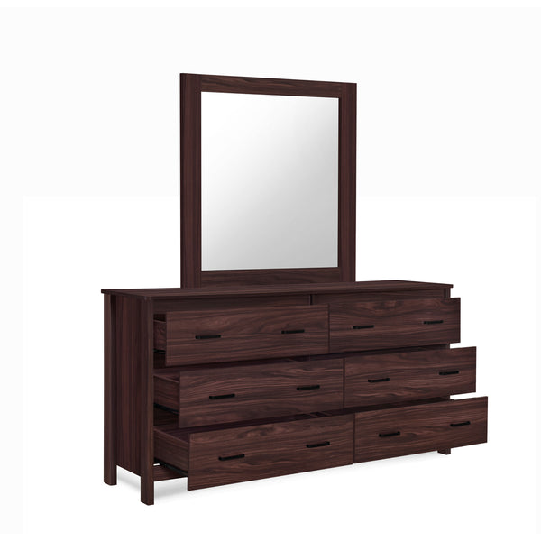 Gdf Studio Titeca Contemporary 6 Drawer Vanity Dresser With Square Mirror