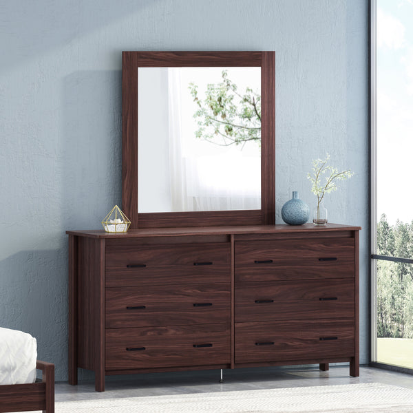 gdf studio Titeca Contemporary 6 Drawer Vanity Dresser with Square Mirror