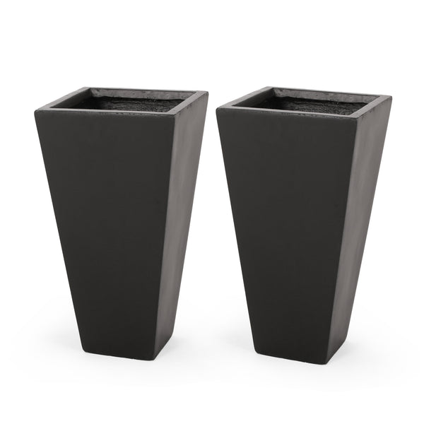 gdf studio Toland Outdoor Modern Cast Stone Planters (Set of 2)