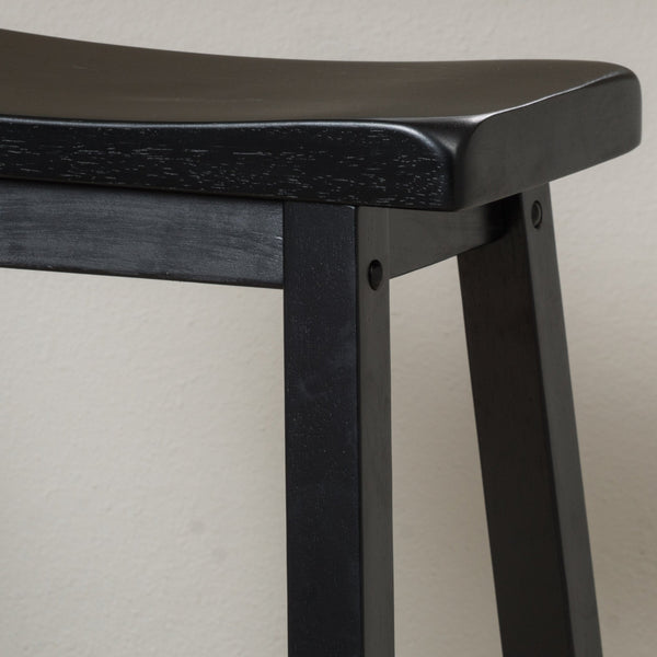 Gdf Studio Toluca Farmhouse 29-Inch Black Wood Saddle Barstools (Set Of 2)