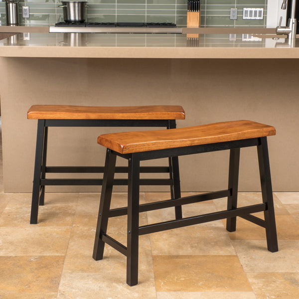 Gdf Studio Toluca Saddle Wood 24-Inch Counter Dining Bench (Set Of 2)