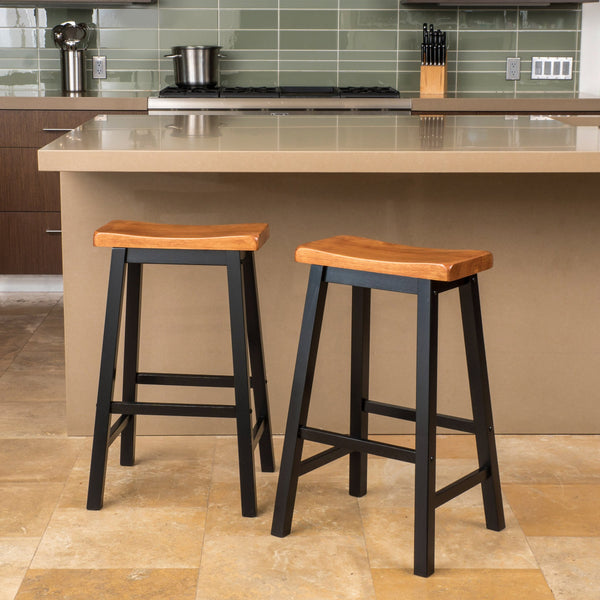 Gdf Studio Toluca Saddle Wood 29-Inch Barstool (Set Of 2)