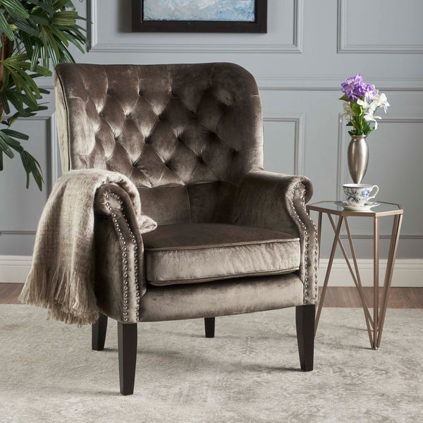 Gdf Studio Tomlin Modern Glam Velvet Club Chair With Nailhead Trim