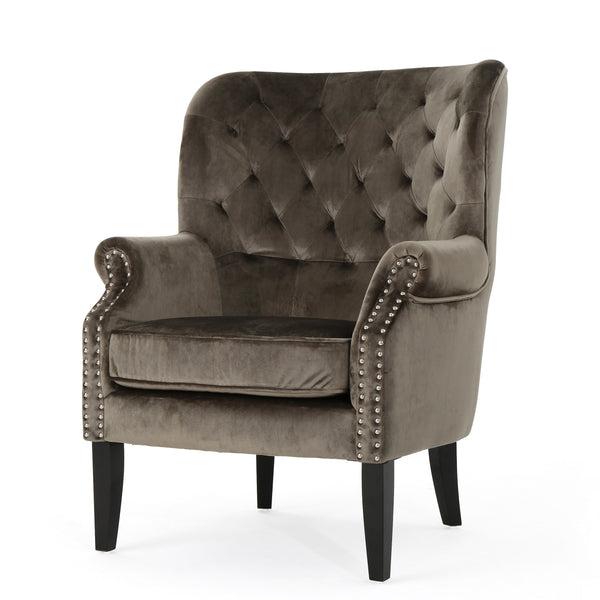 gdf studio Tomlin Modern Glam Velvet Club Chair with Nailhead Trim