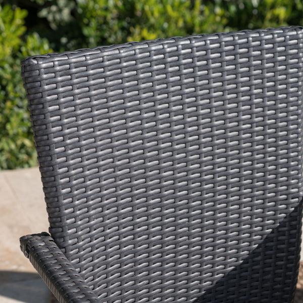 Gdf Studio Tompkins Grey Wicker 7 Piece Rectangular Dining Set