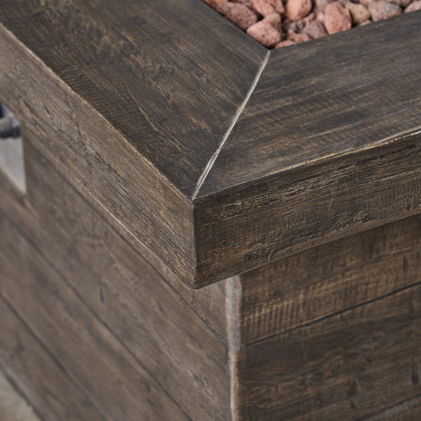 Gdf Studio Tompkins Outdoor Square Brown Lightweight Concrete Fire Pit With Wood Design