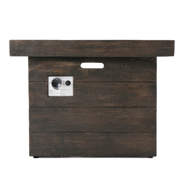 gdf studio Tompkins Outdoor Square Brown Lightweight Concrete Fire Pit with Wood Design