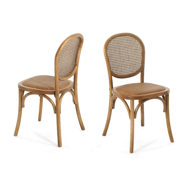 Gdf Studio Torin Wood Dining Chair With Cane Rattan Wood Webbing