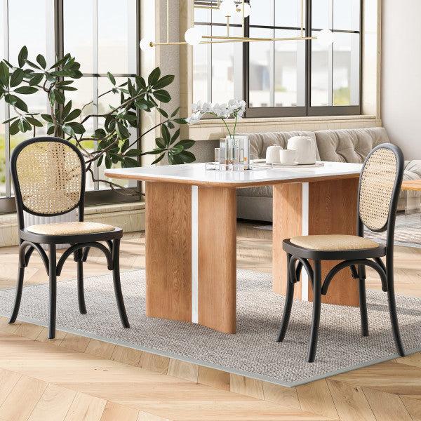 Gdf Studio Torin Wood Dining Chair With Cane Rattan Wood Webbing