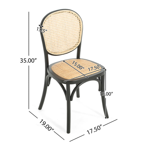 Gdf Studio Torin Wood Dining Chair With Cane Rattan Wood Webbing
