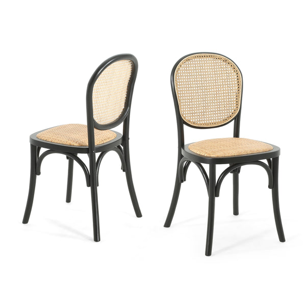 gdf studio Torin Wood Dining Chair with Cane Rattan Wood Webbing