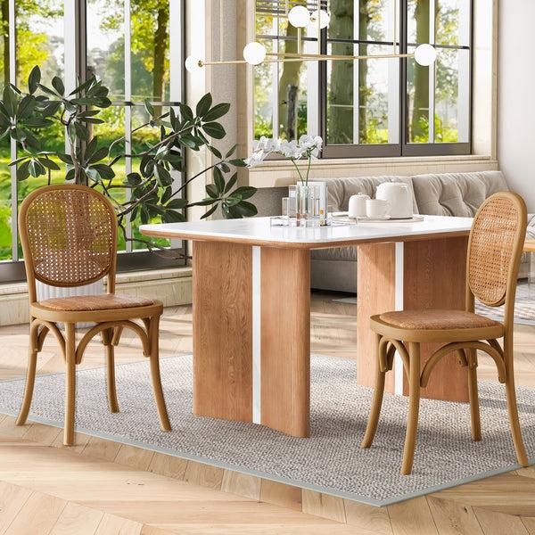 gdf studio Torin Wood Dining Chair with Cane Rattan Wood Webbing