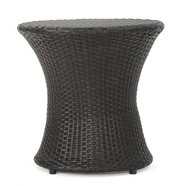 gdf studio Townsgate Outdoor Brown Wicker Hourglass Side Table