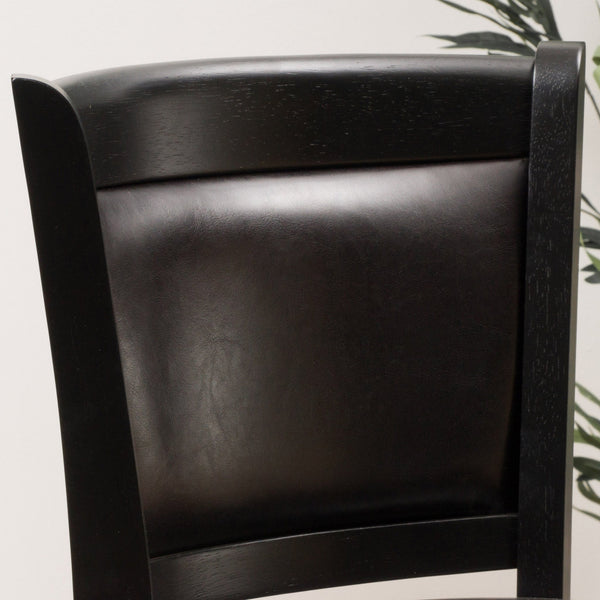 Gdf Studio Traditional Upholstered Espresso Leather Swivel Backed Barstool With Wood Frame