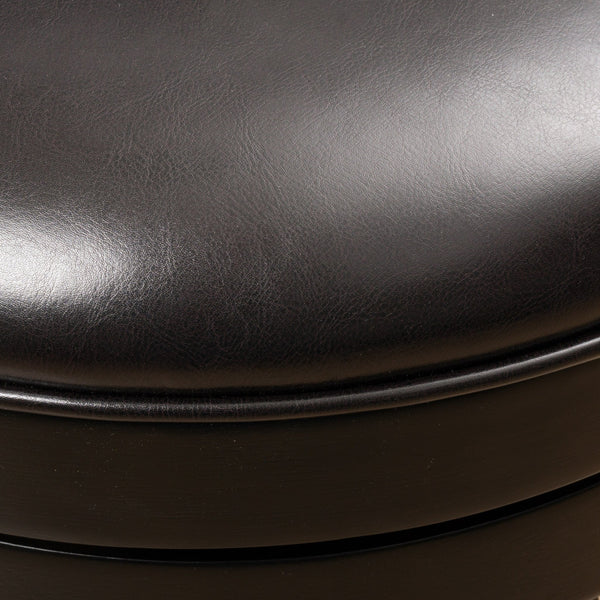 Gdf Studio Traditional Upholstered Espresso Leather Swivel Backed Barstool With Wood Frame