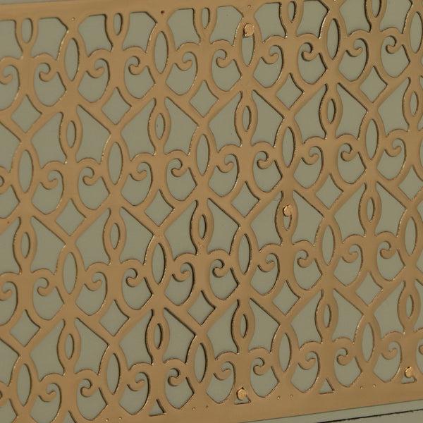 Gdf Studio Trautman Modern Glam Handcrafted Scroll Mesh Nightstand Light Gray And Gold